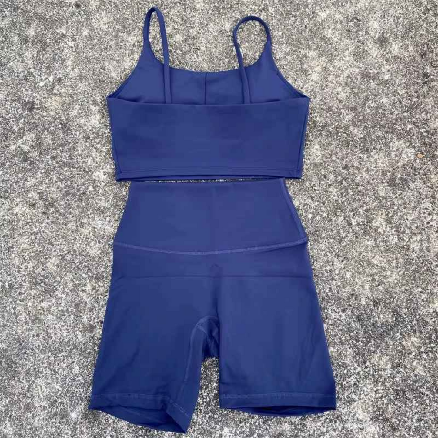Solid Color Gym Cycling shorts Yoga Set Short Legging +Spaghetti straps Sport Bra Athletic Women Suit Comprehensive Training Jog