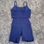 Solid Color Gym Cycling shorts Yoga Set Short Legging +Spaghetti straps Sport Bra Athletic Women Suit Comprehensive Training Jog