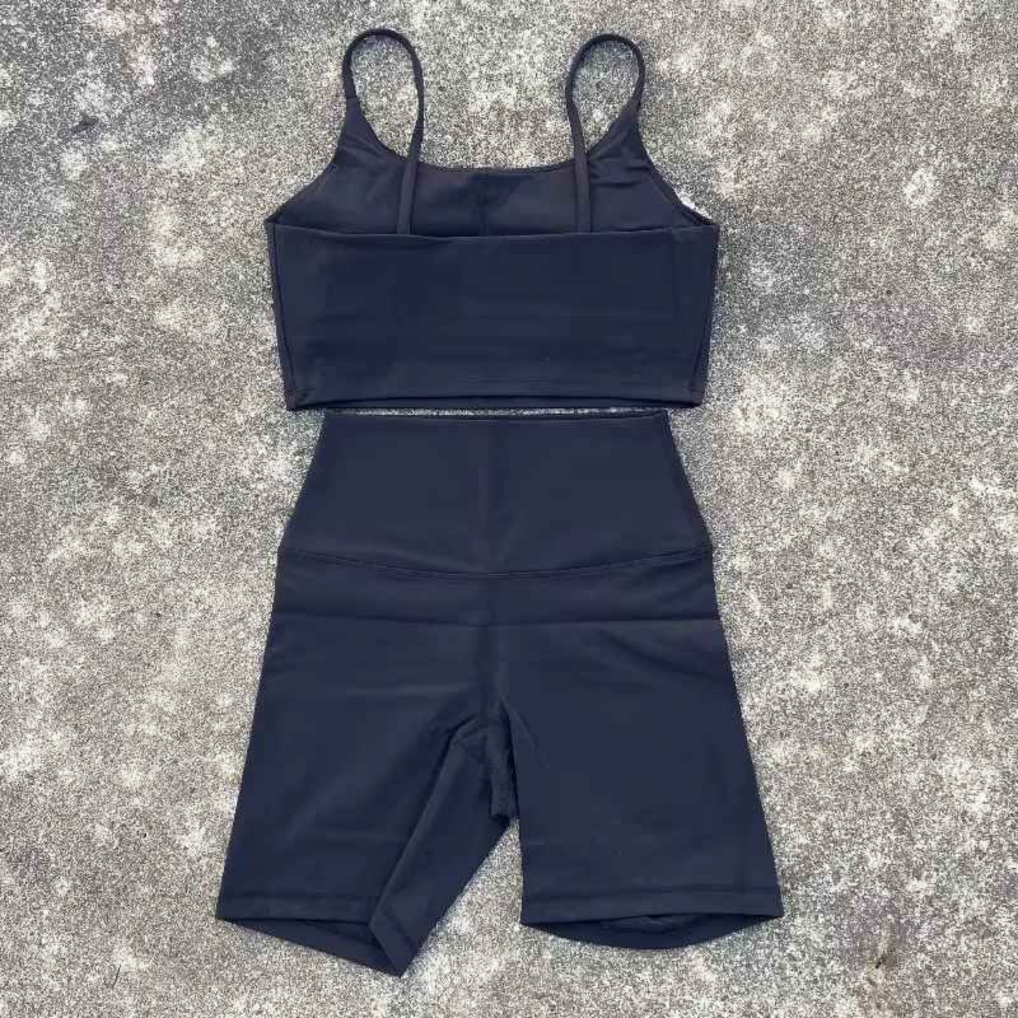 Solid Color Gym Cycling shorts Yoga Set Short Legging +Spaghetti straps Sport Bra Athletic Women Suit Comprehensive Training Jog