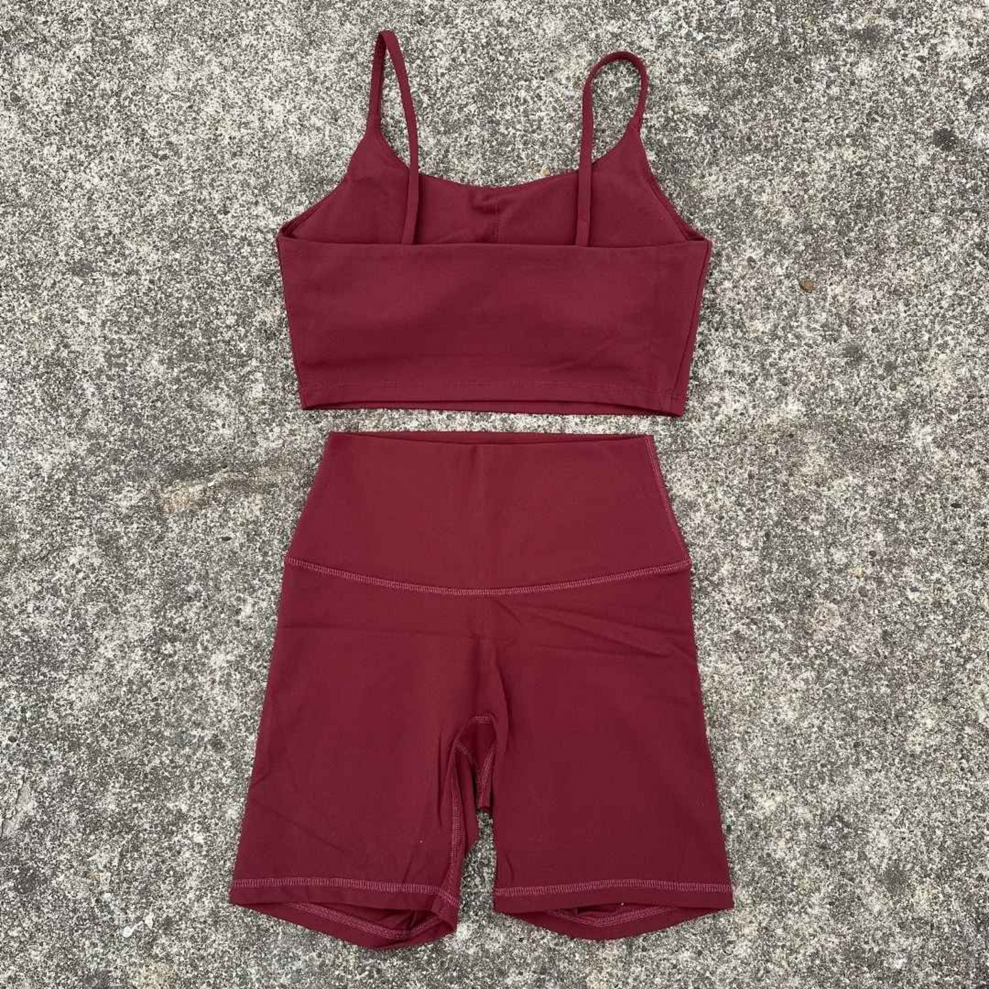 Solid Color Gym Cycling shorts Yoga Set Short Legging +Spaghetti straps Sport Bra Athletic Women Suit Comprehensive Training Jog