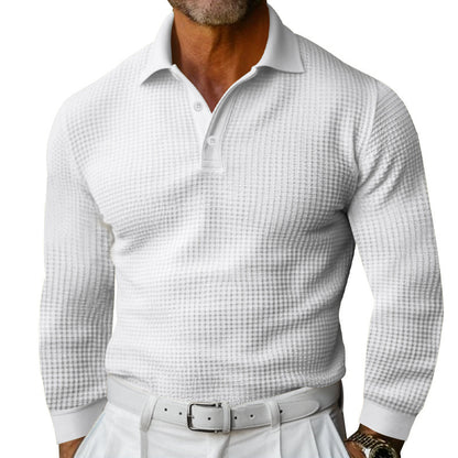 Lapel Button Slim-fit Long-sleeved Men