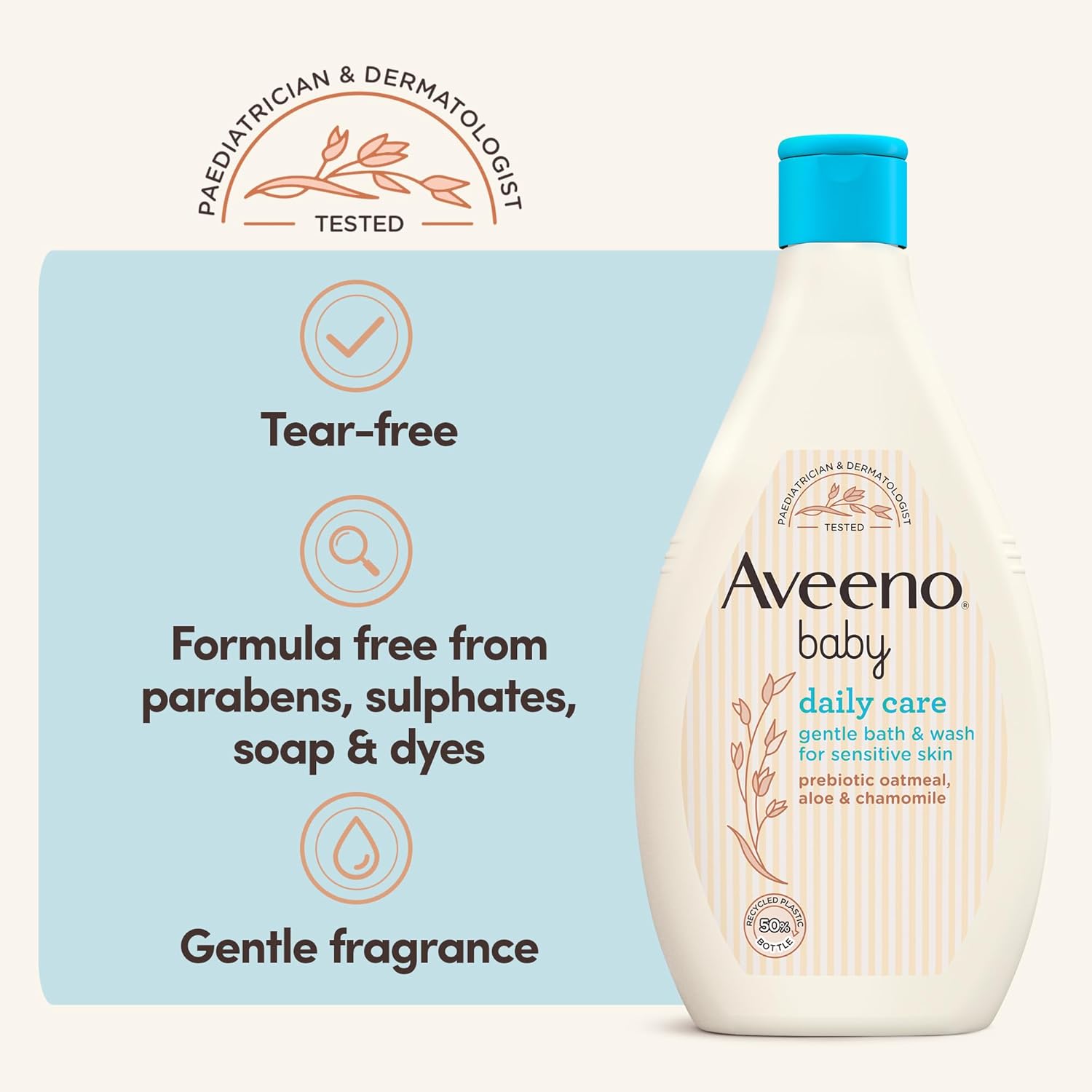 Daily Care Gentle Bath & Wash (1 X 400Ml), Tear-Free Baby Wash with Gentle Fragrance with Prebiotic Colloidal Oatmeal, Gently Cleanses & Leaves Skin Feeling Moisturised, for Sensitive Skin