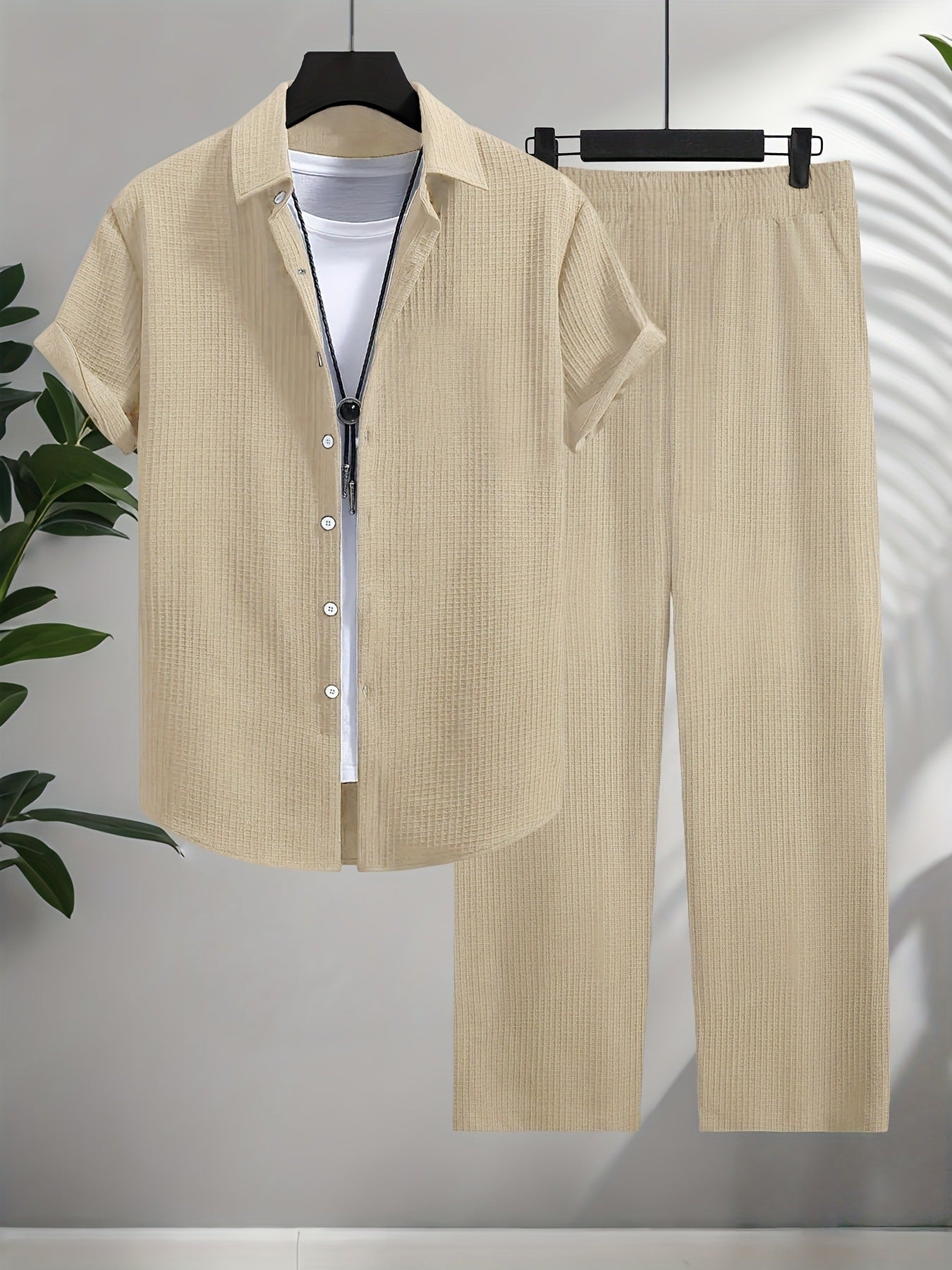 Fashion Jacquard Short-sleeved Shirt Trousers Suit