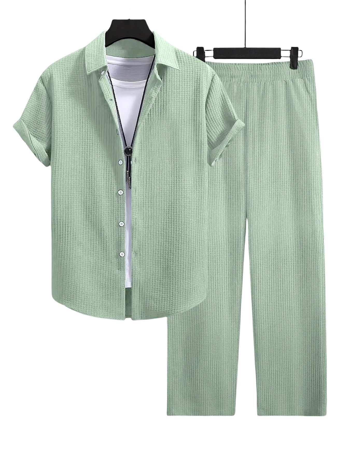 Fashion Jacquard Short-sleeved Shirt Trousers Suit