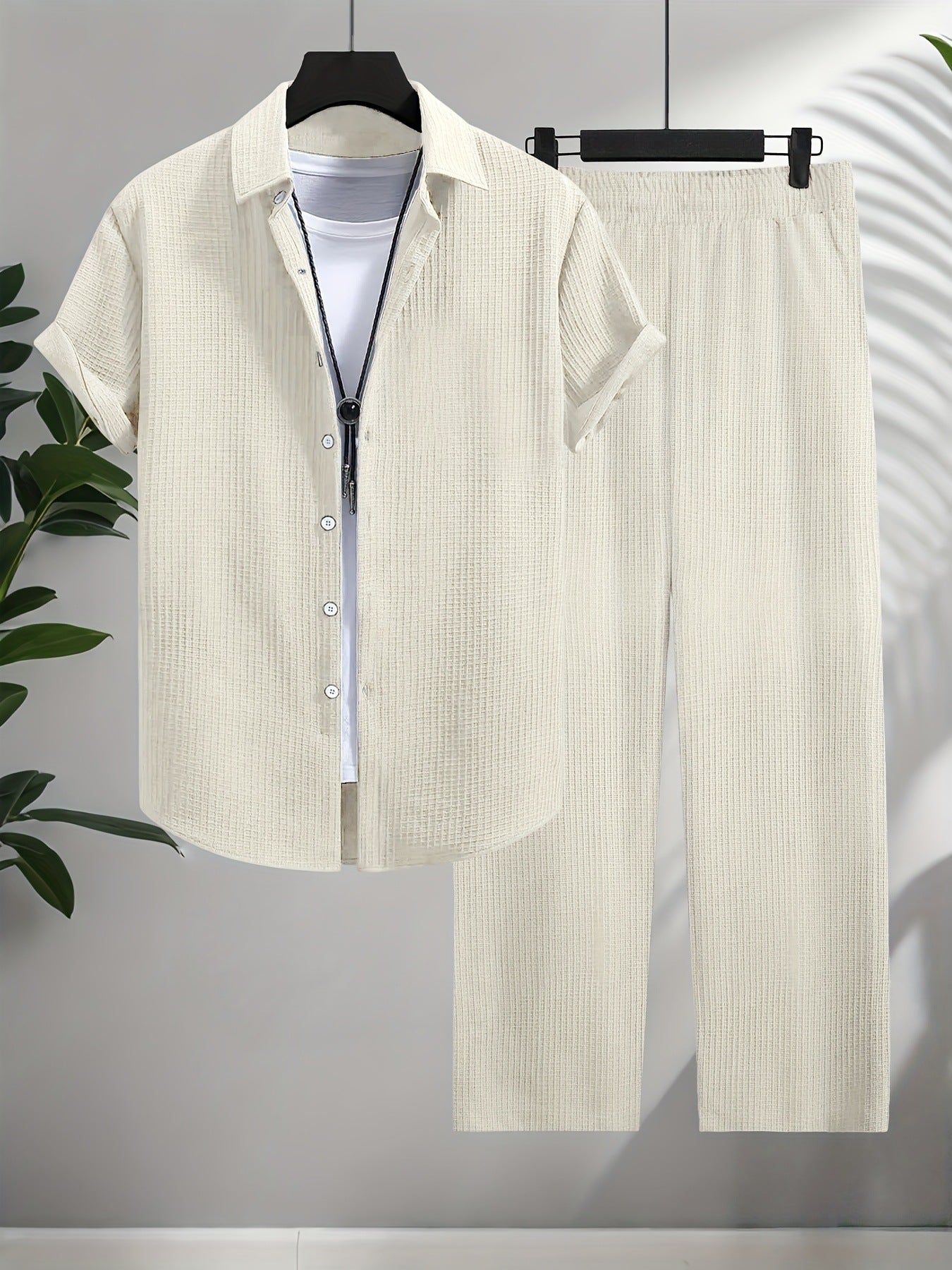 Fashion Jacquard Short-sleeved Shirt Trousers Suit